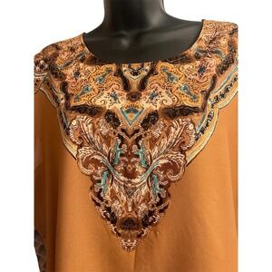 Soft Surroundings Warm Tone Pattern Short Sleeve Lightweight Top Sz M